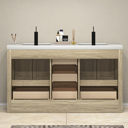 VIV 60" Solid Wood Freestanding Bathroom Vanity with Reinforced Double Acrylic Sink VIV SKU: VIV60D