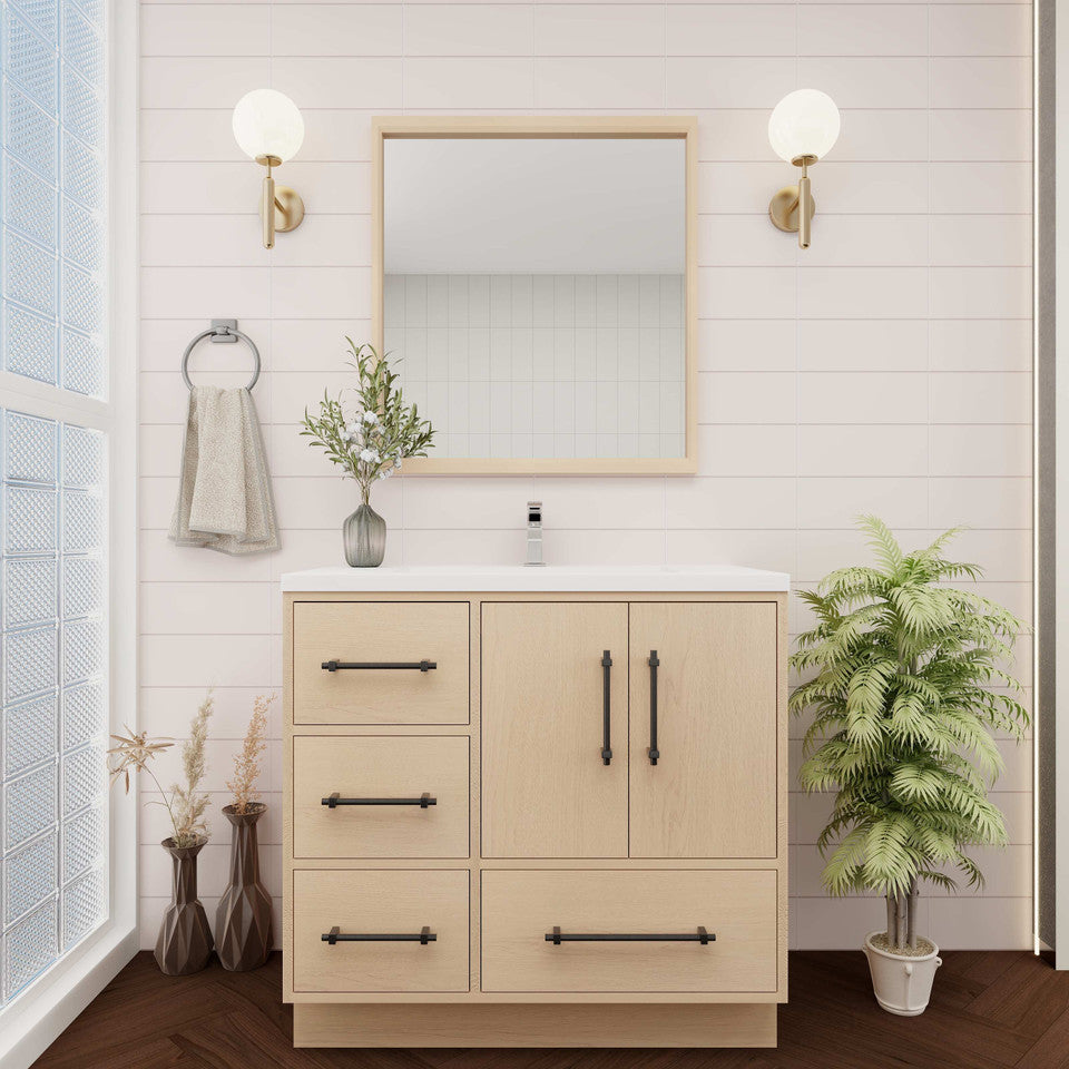 Victoria 36" Freestanding Vanity with Reinforced Acrylic Sink (LEFT DRAWER) Victoria SKU: Victoria 36LFS