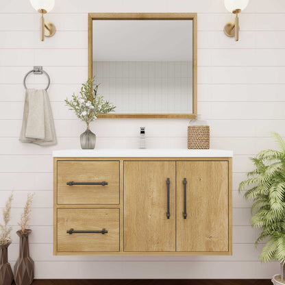 Victoria 36" Wall-Mount Vanity with Reinforced Acrylic Sink (LEFT DRAWER) Victoria SKU: Victoria 36LWH