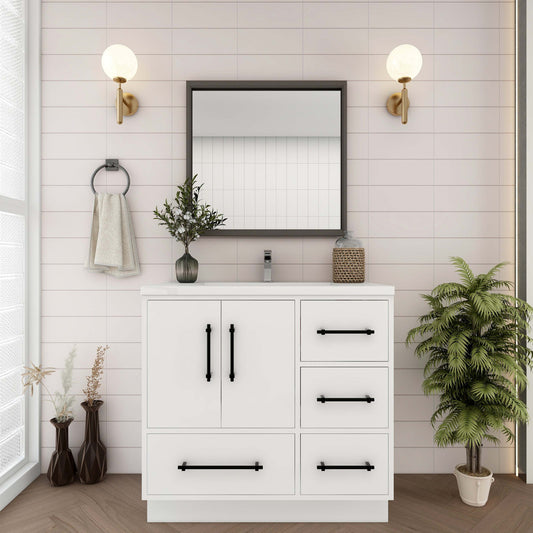 Victoria 36" Freestanding Vanity with Reinforced Acrylic Sink (RIGHT DRAWER) Victoria SKU: Victoria 36RFS-GW