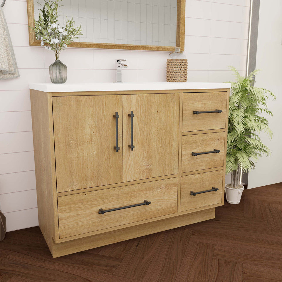 Victoria 42" Freestanding Vanity with Reinforced Acrylic Sink (RIGHT DRAWER) Victoria SKU: Victoria 42RFS