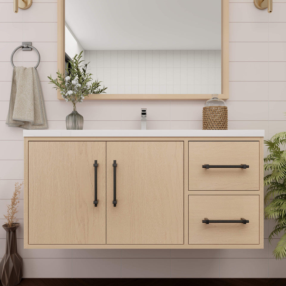 Victoria 42" Wall-Mount Vanity with Reinforced Acrylic Sink (RIGHT DRAWER) Victoria SKU: Victoria 42RWH