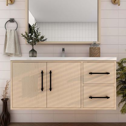 Victoria 42" Wall-Mount Vanity with Reinforced Acrylic Sink (RIGHT DRAWER) Victoria SKU: Victoria 42RWH