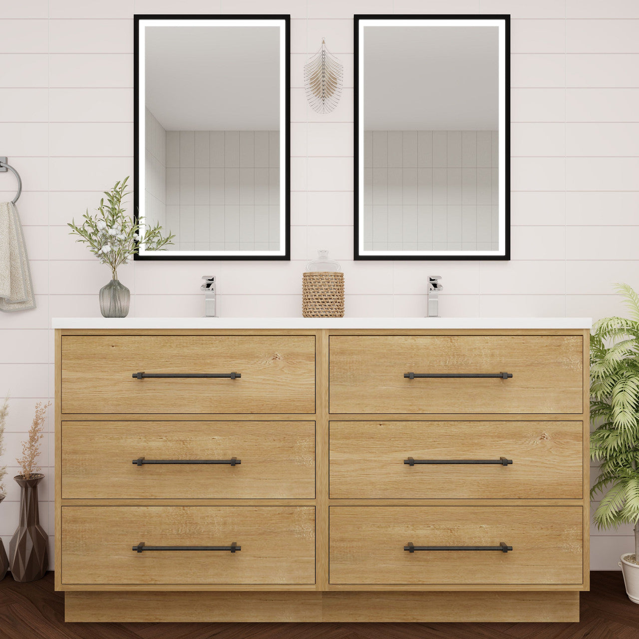 Victoria 30+30" Freestanding Vanity with Reinforced Acrylic DOUBLE Sink Victoria SKU: Victoria 60DDFS