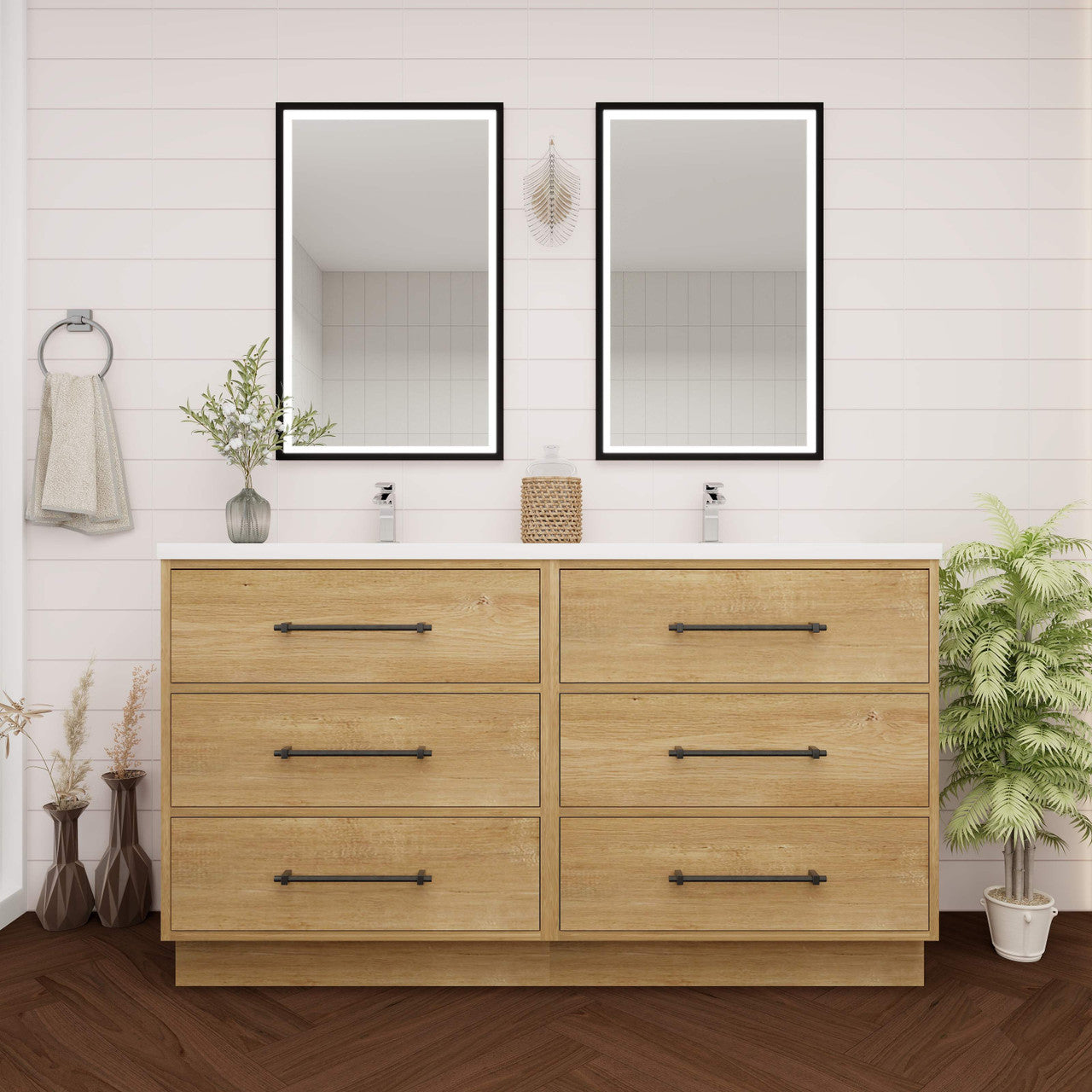 Victoria 30+30" Freestanding Vanity with Reinforced Acrylic DOUBLE Sink Victoria SKU: Victoria 60DDFS