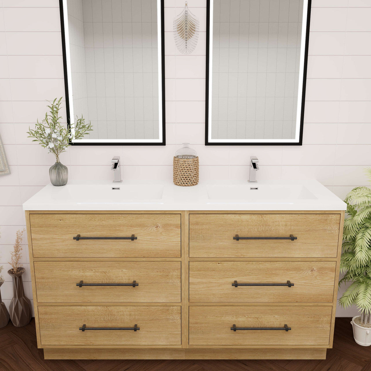 Victoria 30+30" Freestanding Vanity with Reinforced Acrylic DOUBLE Sink Victoria SKU: Victoria 60DDFS