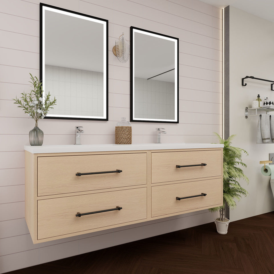 Victoria 30+30" Wall-Mount Vanity with Reinforced DOUBLE Acrylic Sink Victoria SKU: Victoria 60DDWH