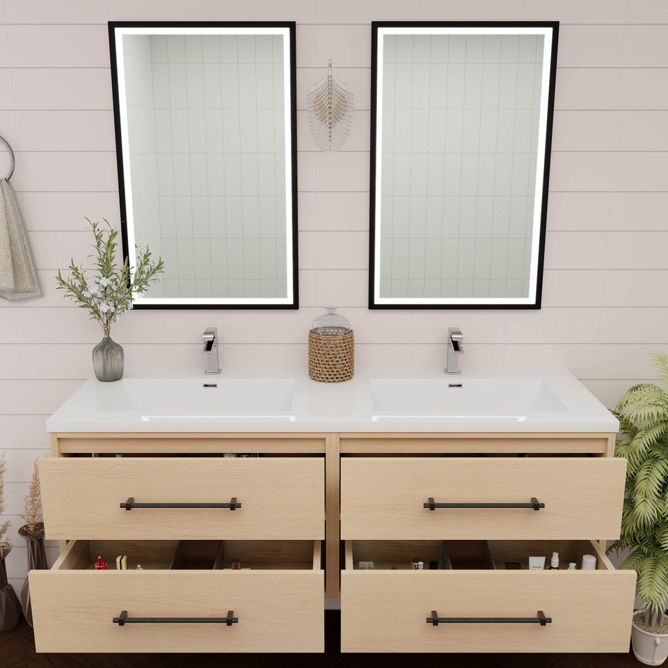 Victoria 30+30" Wall-Mount Vanity with Reinforced DOUBLE Acrylic Sink Victoria SKU: Victoria 60DDWH