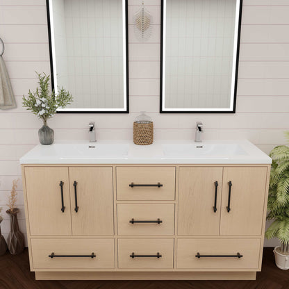 Victoria 60" Freestanding Vanity with Reinforced Acrylic DOUBLE Sink Victoria SKU: Victoria 60DFS