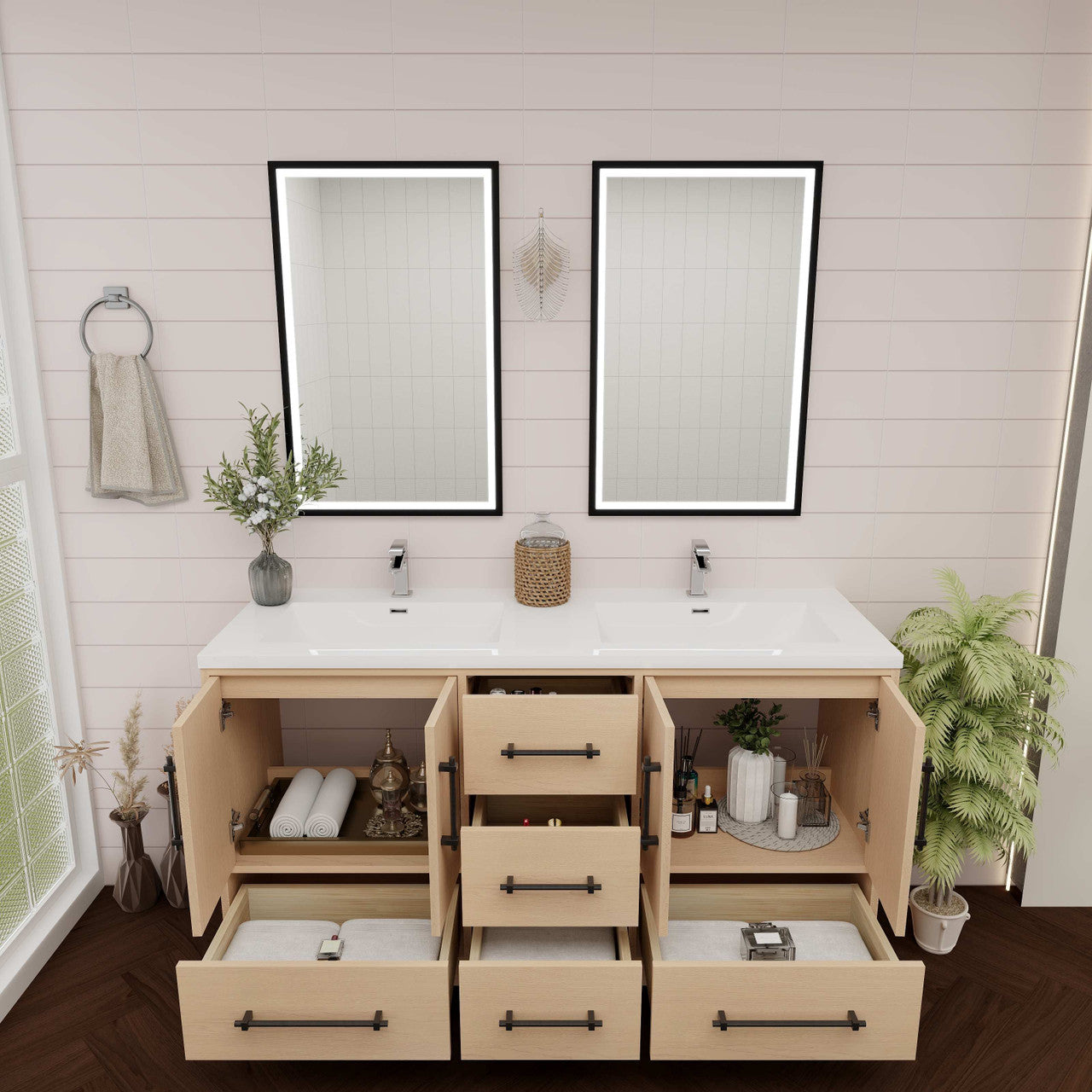 Victoria 60" Freestanding Vanity with Reinforced Acrylic DOUBLE Sink Victoria SKU: Victoria 60DFS