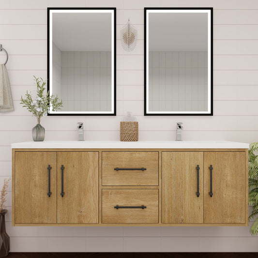 Victoria 60" Wall-Mount Vanity with Reinforced Acrylic DOUBLE Sink Victoria SKU: Victoria 60DWH-RRO