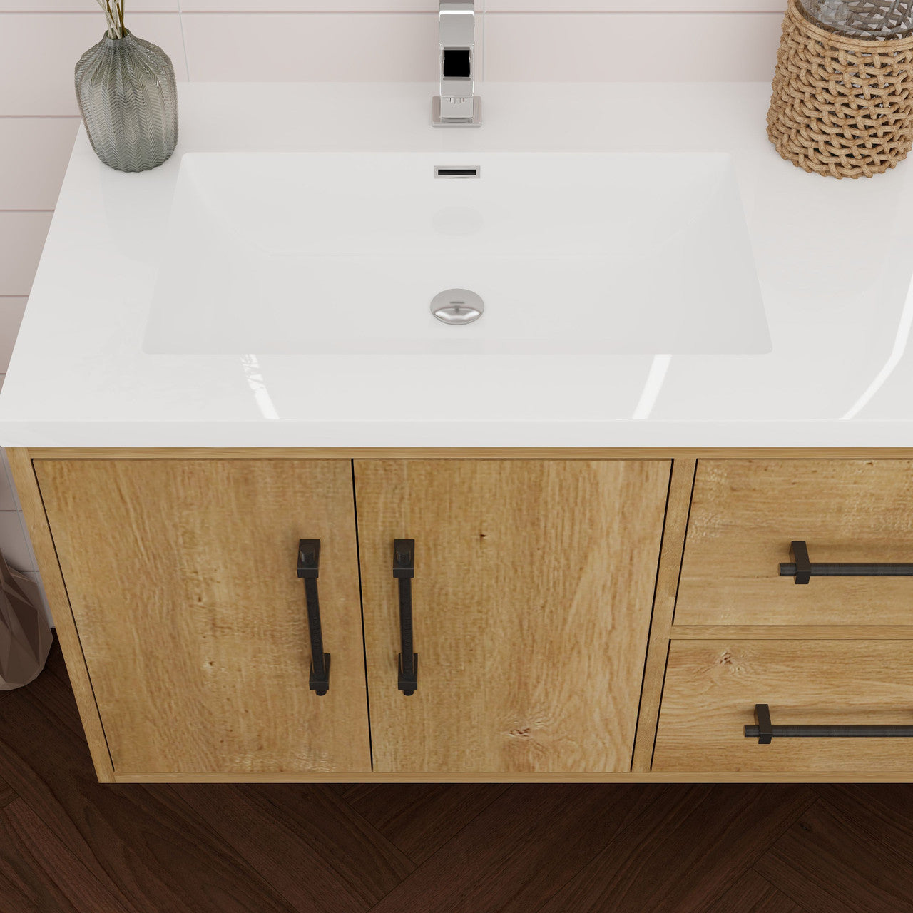 Victoria 60" Wall-Mount Vanity with Reinforced Acrylic DOUBLE Sink Victoria SKU: Victoria 60DWH-RRO