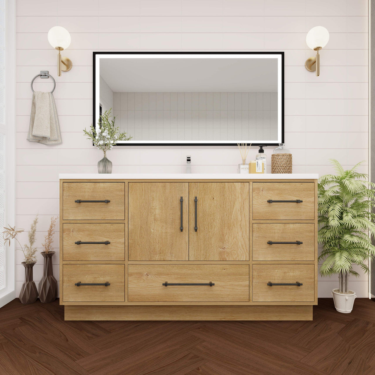 Victoria 60" Freestanding Vanity with Reinforced Acrylic SINGLE Sink Victoria SKU: Victoria 60SFS