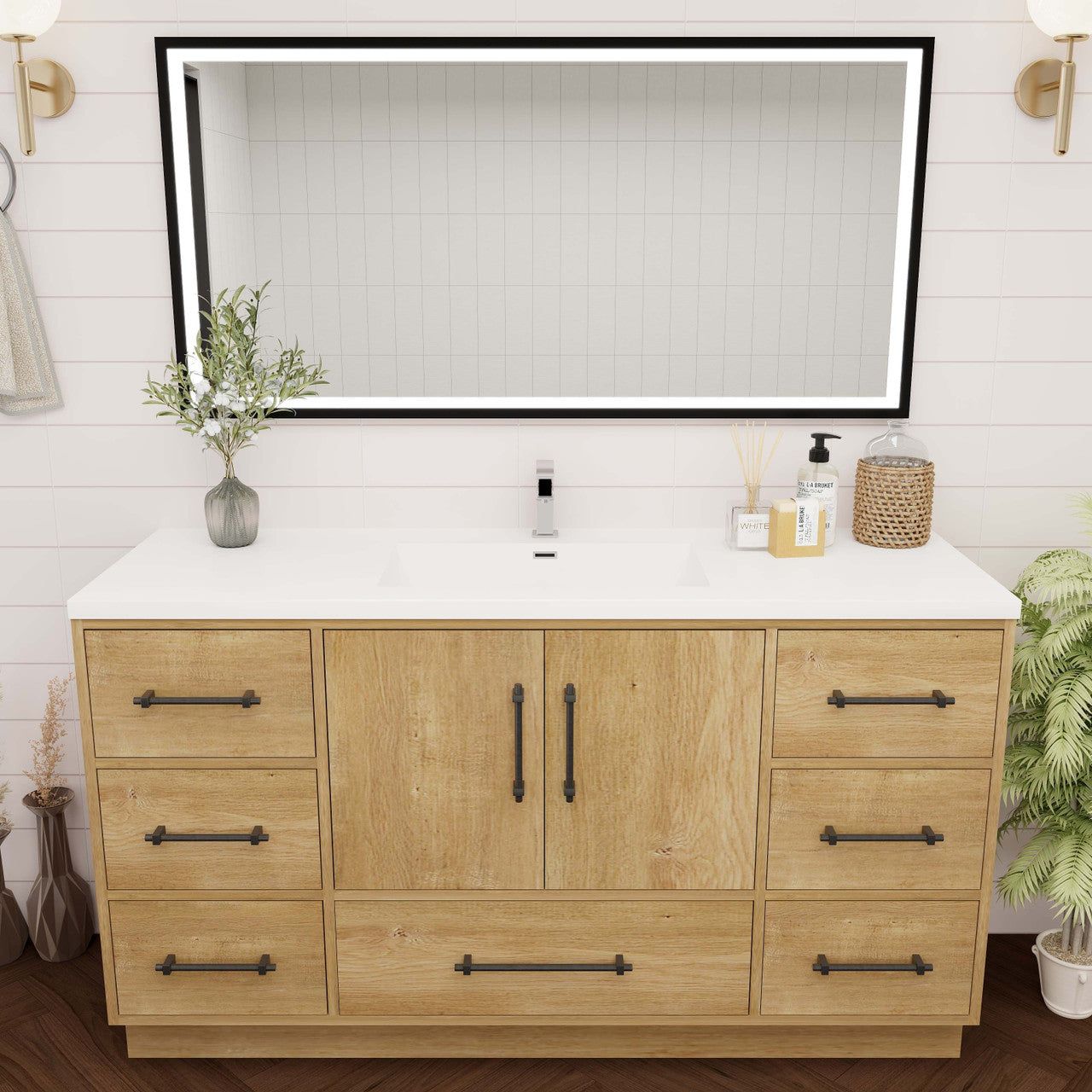 Victoria 60" Freestanding Vanity with Reinforced Acrylic SINGLE Sink Victoria SKU: Victoria 60SFS