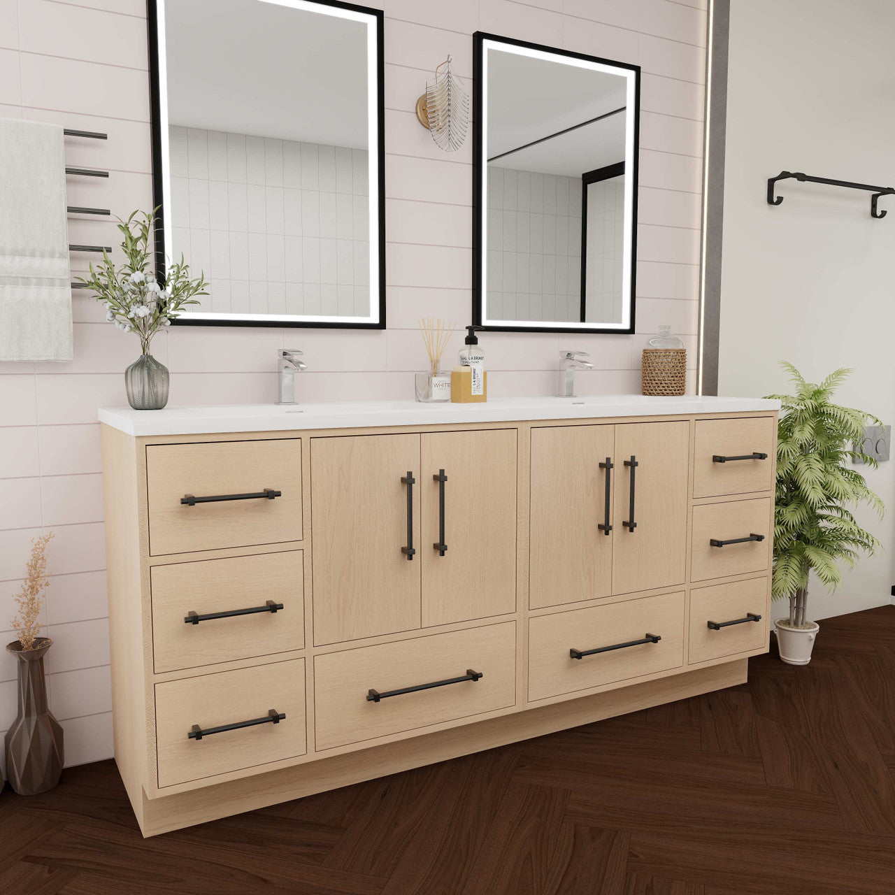 Victoria 72" Freestanding Vanity with Reinforced Acrylic DOUBLE Sink Victoria SKU: Victoria 72DFS-YO