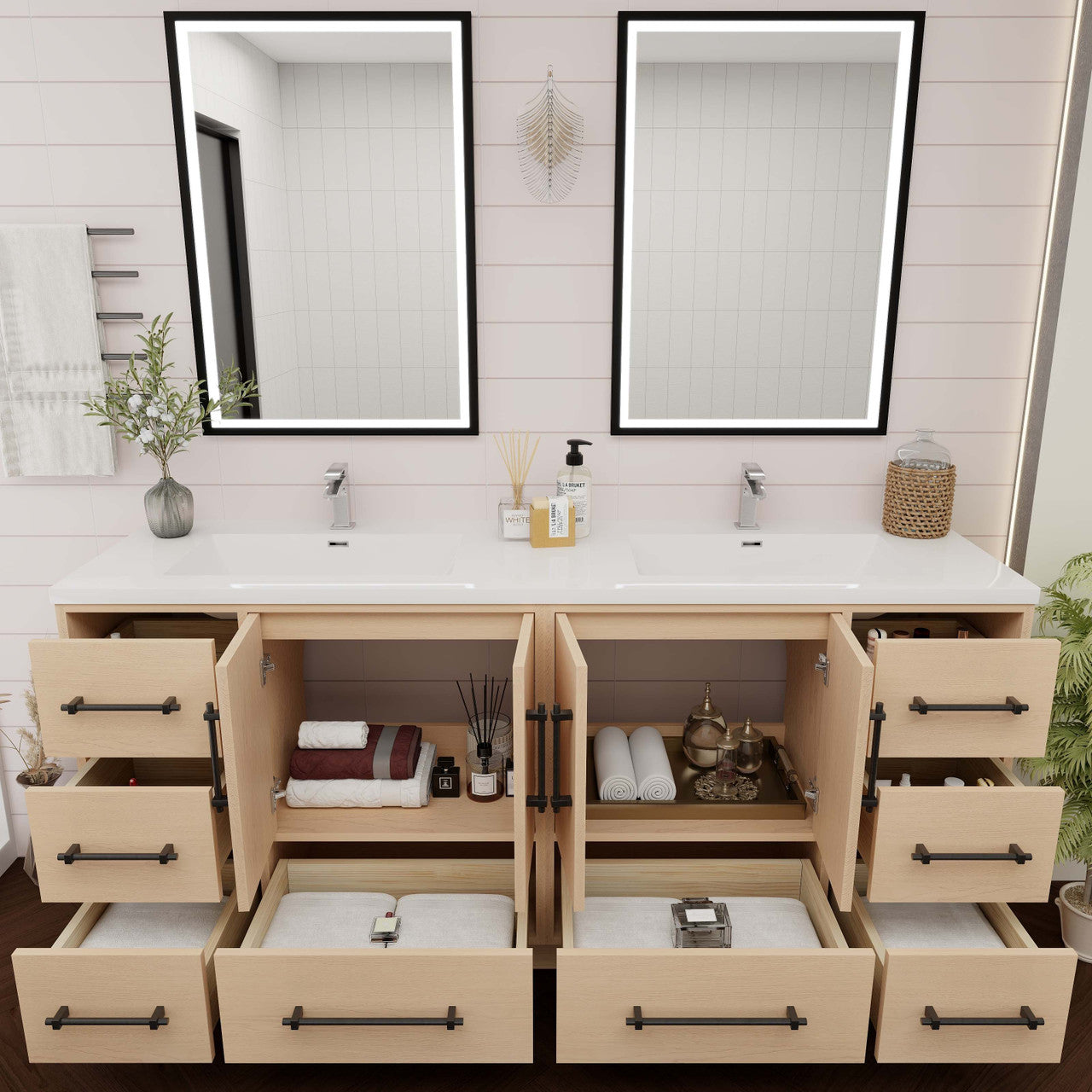 Victoria 72" Freestanding Vanity with Reinforced Acrylic DOUBLE Sink Victoria SKU: Victoria 72DFS-YO