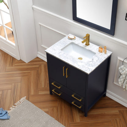 LEGION FURNITURE 30" BLUE SOLID WOOD SINK VANITY WITH MIRROR