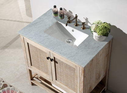 LEGION FURNITURE 36" WOOD SINK VANITY WITH MARBLE TOP -NO FAUCET