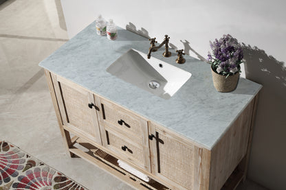 LEGION FURNITURE 48" SOLID WOOD SINK VANITY WITH MARBLE TOP-NO FAUCET