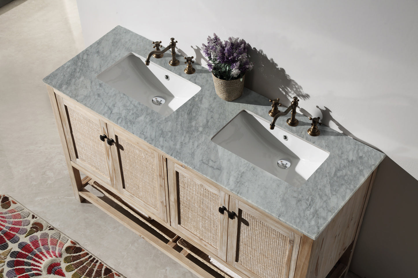 LEGION FURNITURE 60" SOLID WOOD SINK VANITY WITH MARBLE TOP-NO FAUCET