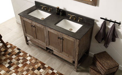 LEGION FURNITURE 60" SOLID WOOD SINK VANITY WITH MOON STONE TOP-NO FAUCET