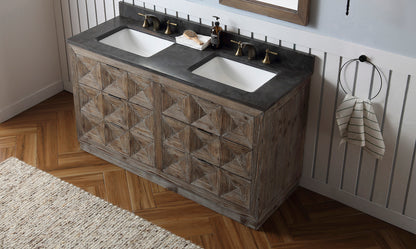 LEGION FURNITURE 60" WOOD SINK VANITY WITH MARBLE TOP -NO FAUCET