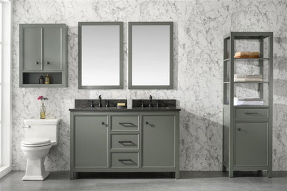 LEGION FURNITURE 54" PEWTER GREEN FINISH DOUBLE SINK VANITY CABINET WITH BLUE LIME STONE TOP