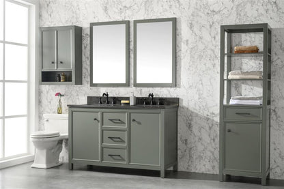 LEGION FURNITURE 54" PEWTER GREEN FINISH DOUBLE SINK VANITY CABINET WITH BLUE LIME STONE TOP