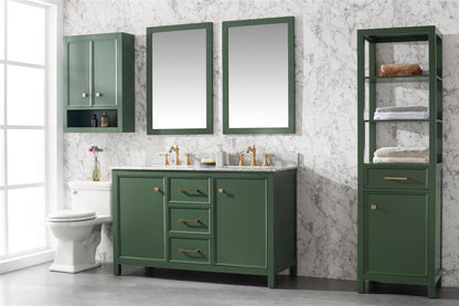 LEGION FURNITURE 54" VOGUE GREEN FINISH DOUBLE SINK VANITY CABINET WITH CARRARA WHITE TOP