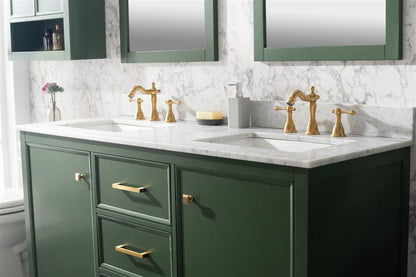 LEGION FURNITURE 60" VOGUE GREEN FINISH DOUBLE SINK VANITY CABINET WITH CARRARA WHITE TOP