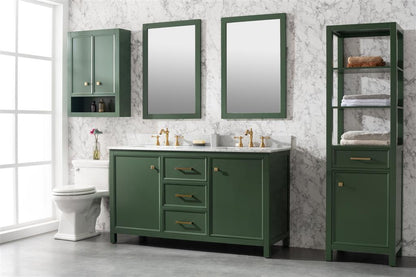 LEGION FURNITURE 60" VOGUE GREEN FINISH DOUBLE SINK VANITY CABINET WITH CARRARA WHITE TOP