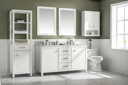 LEGION FURNITURE 60" WHITE FINISH DOUBLE SINK VANITY CABINET WITH CARRARA WHITE TOP