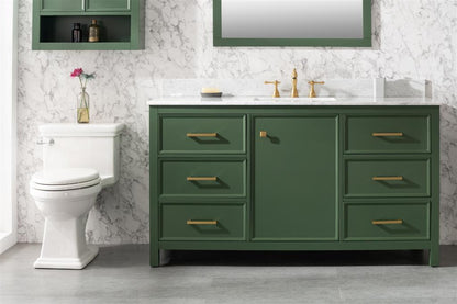 LEGION FURNITURE 60" VOGUE GREEN FINISH SINGLE SINK VANITY CABINET WITH CARRARA WHITE TOP