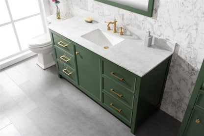 LEGION FURNITURE 60" VOGUE GREEN FINISH SINGLE SINK VANITY CABINET WITH CARRARA WHITE TOP