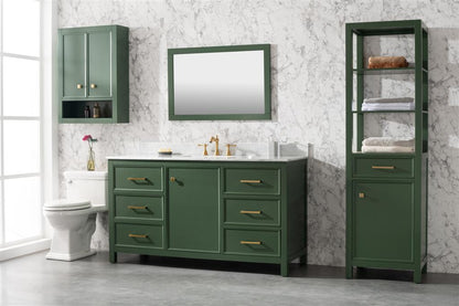 LEGION FURNITURE 60" VOGUE GREEN FINISH SINGLE SINK VANITY CABINET WITH CARRARA WHITE TOP