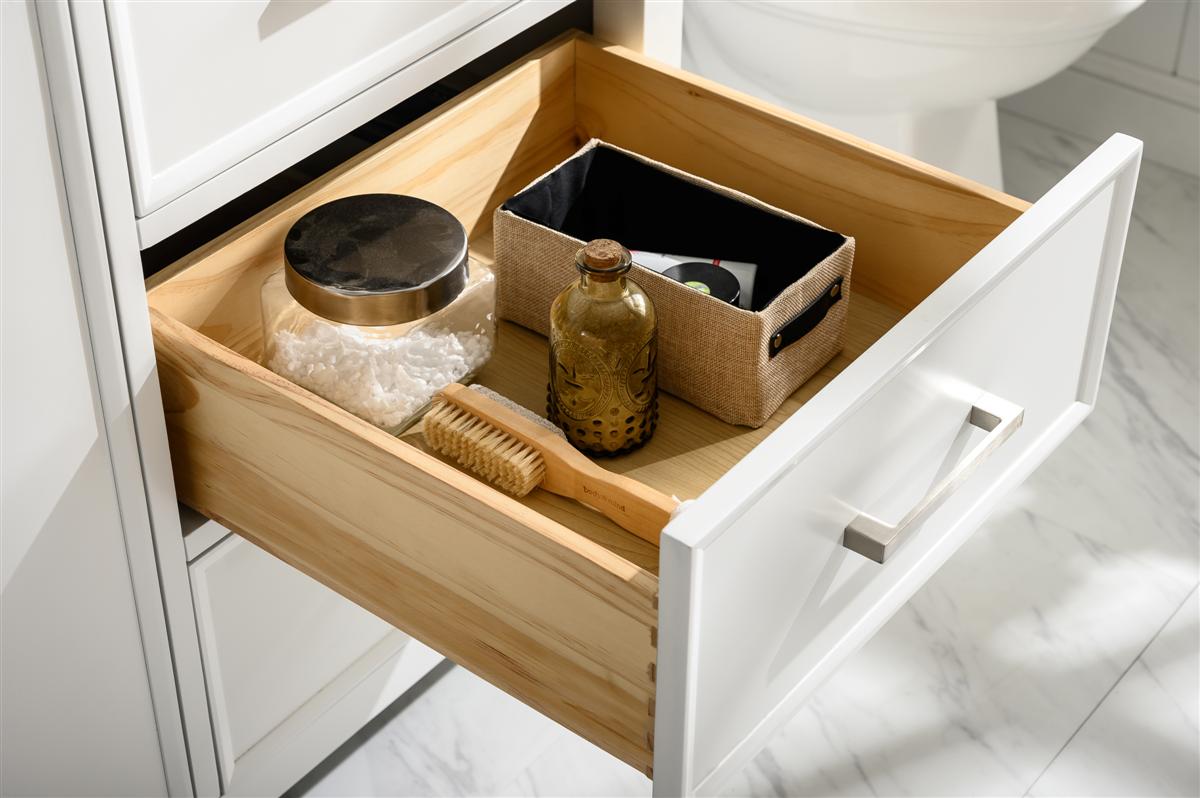 LEGION FURNITURE 60" WHITE FINISH SINGLE SINK VANITY CABINET WITH CARRARA WHITE TOP