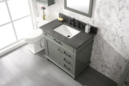 LEGION FURNITURE 36" PEWTER GREEN FINISH SINK VANITY CABINET WITH BLUE LIMESTONE TOP