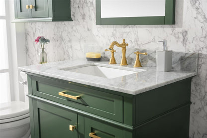 LEGION FURNITURE 36" VOGUE GREEN FINISH SINK VANITY CABINET WITH CARRARA WHITE TOP