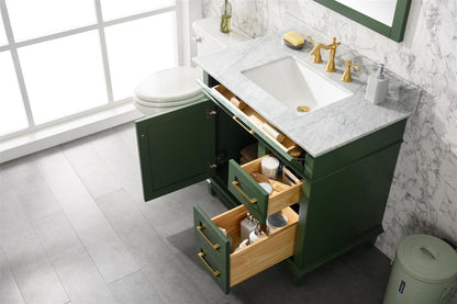 LEGION FURNITURE 36" VOGUE GREEN FINISH SINK VANITY CABINET WITH CARRARA WHITE TOP