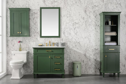 LEGION FURNITURE 36" VOGUE GREEN FINISH SINK VANITY CABINET WITH CARRARA WHITE TOP