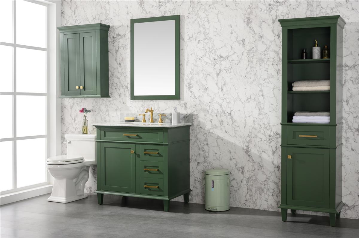 LEGION FURNITURE 36" VOGUE GREEN FINISH SINK VANITY CABINET WITH CARRARA WHITE TOP