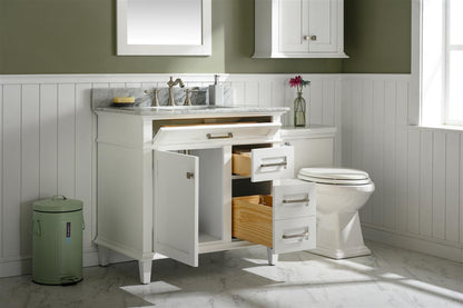 LEGION FURNITURE 36" WHITE FINISH SINK VANITY CABINET WITH CARRARA WHITE TOP