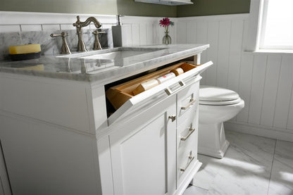 LEGION FURNITURE 36" WHITE FINISH SINK VANITY CABINET WITH CARRARA WHITE TOP