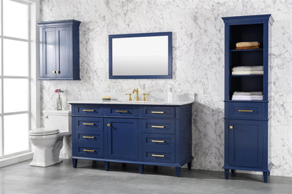 LEGION FURNITURE 60" BLUE FINISH SINGLE SINK VANITY CABINET WITH CARRARA WHITE TOP