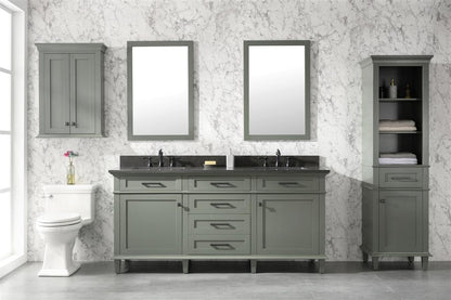 LEGION FURNITURE 72" PEWTER GREEN DOUBLE SINK VANITY CABINET WITH BLUE LIMESTONE TOP