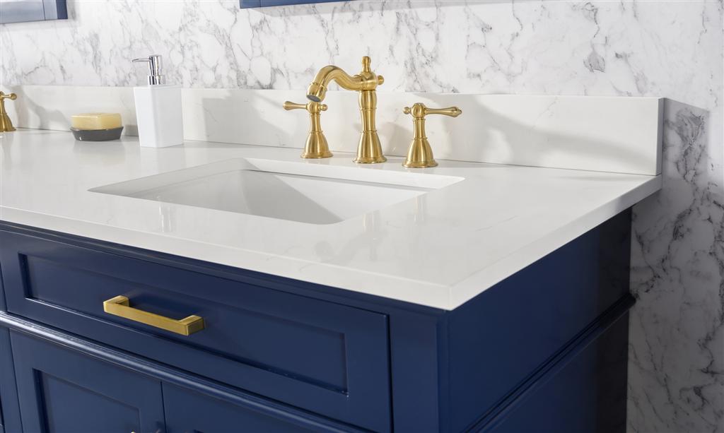 LEGION FURNITURE 80" BLUE DOUBLE SINK VANITY CABINET WITH CARRARA WHITE QUARTZ TOP