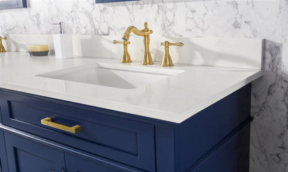 LEGION FURNITURE 80" BLUE DOUBLE SINK VANITY CABINET WITH CARRARA WHITE QUARTZ TOP