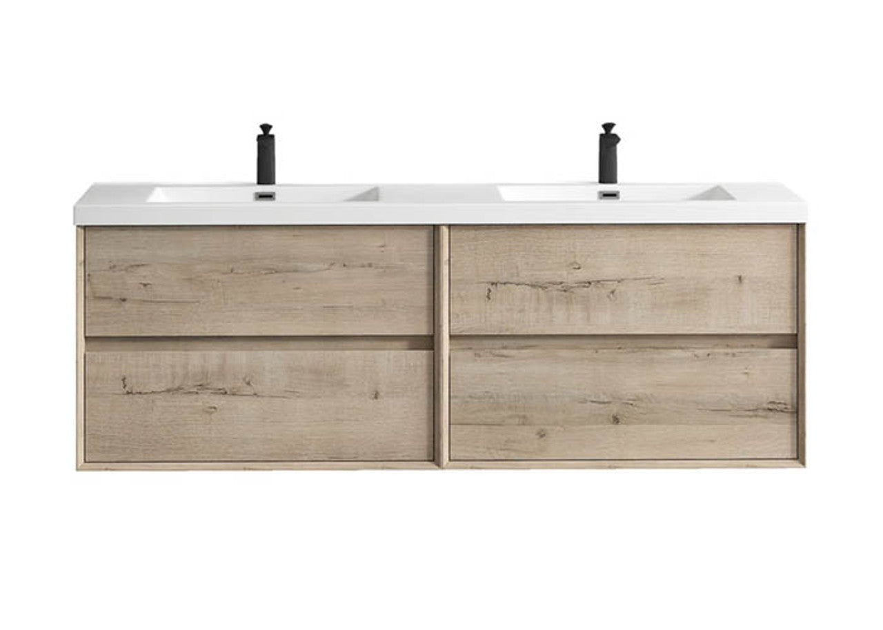 King 72" Wall Mounted Vanity with Reinforced Acrylic Double Sink Vanity-King SKU: BT005-72D