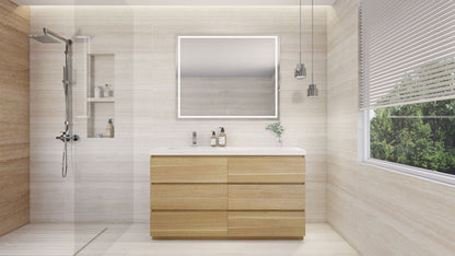 Aron 60" Freestanding with Reinforced Acrylic Left Sink Vanity-Aron SKU: MBA60SL-CG