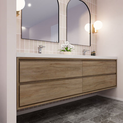 Subtle 84" Double Sink Wall Mounted Modern Vanity Vanity-Subtle SKU: RYMOM84D